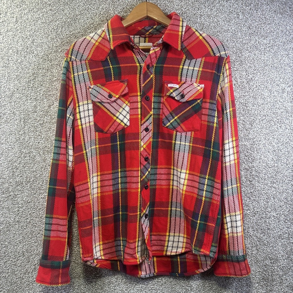 Topo Designs Shirt Mens Medium Red Plaid Flannel Long Sleeve Button Up Casual